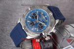 Copy Breitling Chronomat Blue Rubber Strap Blue Dial Wrist Watch
